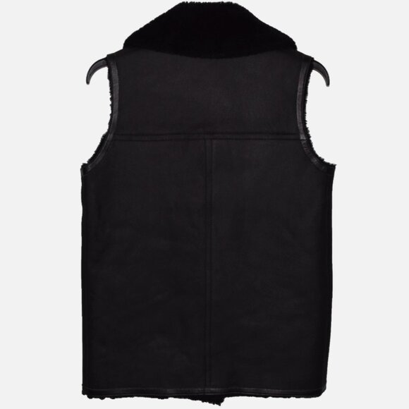 COACH Lamb Shearling Leather Reversible Snap Closure Black Vest Size M - Picture 4 of 10